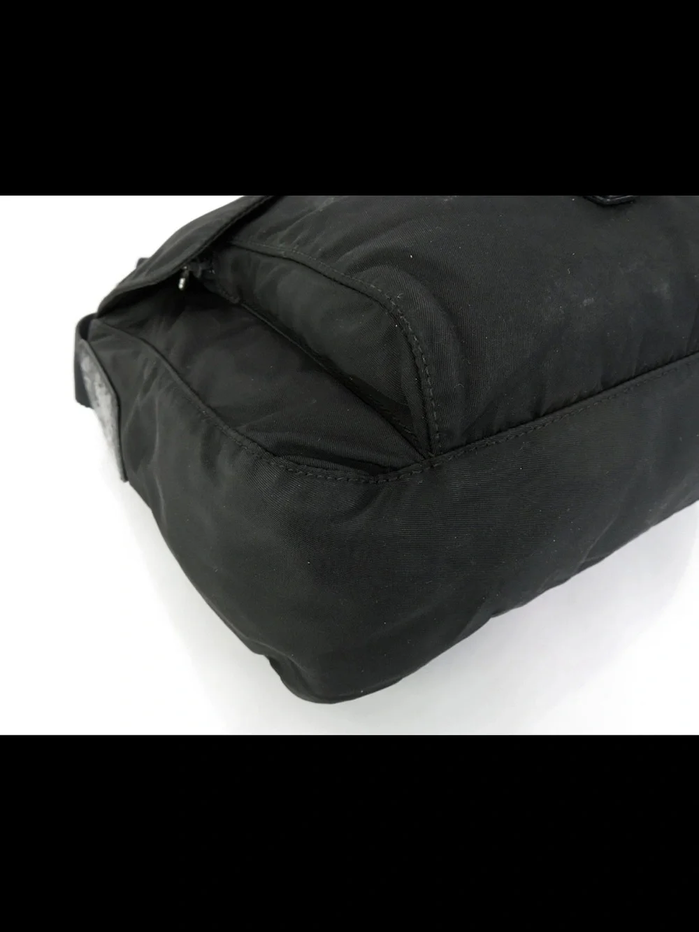 Prada Black Nylon Messenger Bag with Buckle Flap
